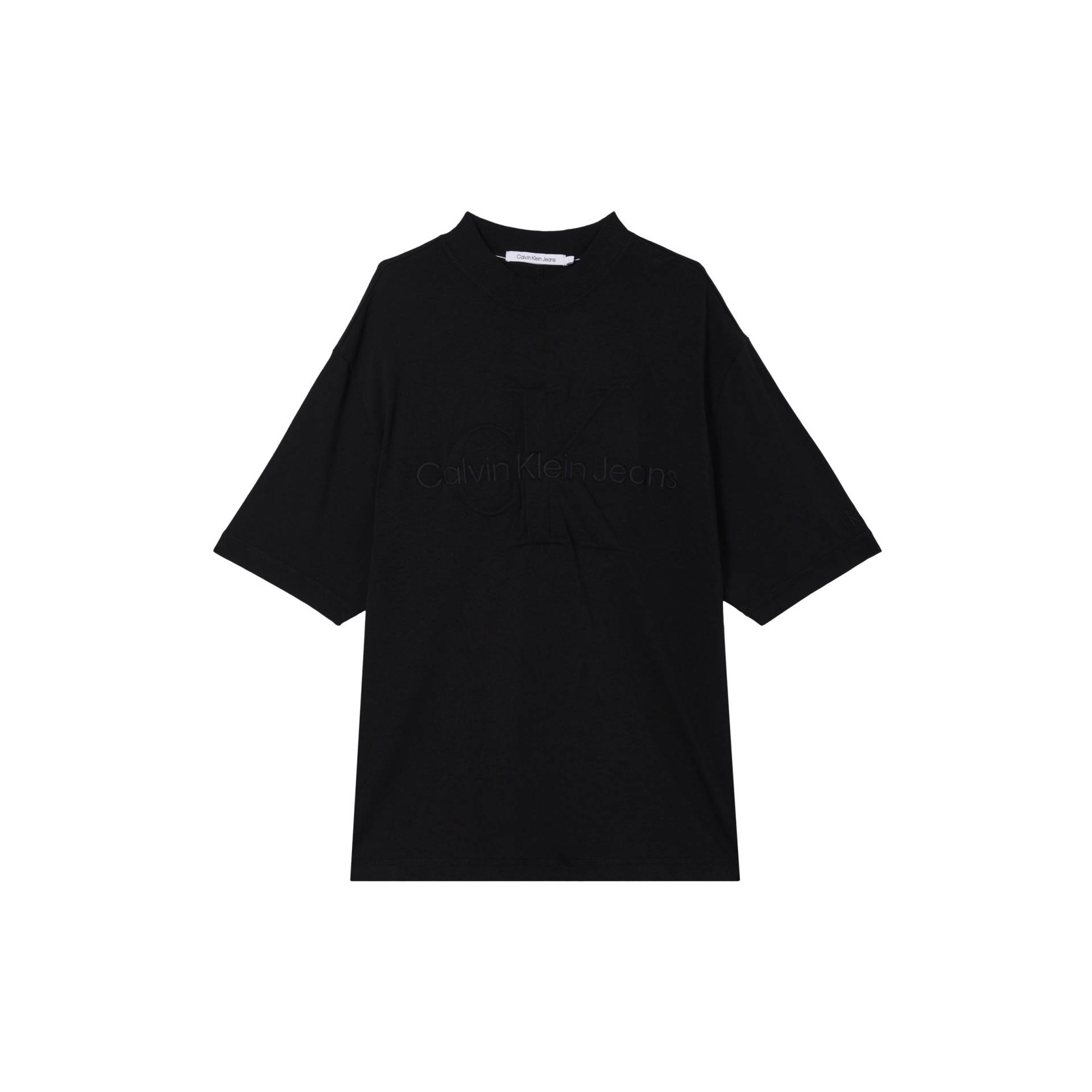 Calvin Klein Jeans Oversized Buchstaben-Print Einfarbig Locker Geschnitten Rundhals T-Shirt Herren Tops Schwarz J30J325210-BEH L von Joom DACH