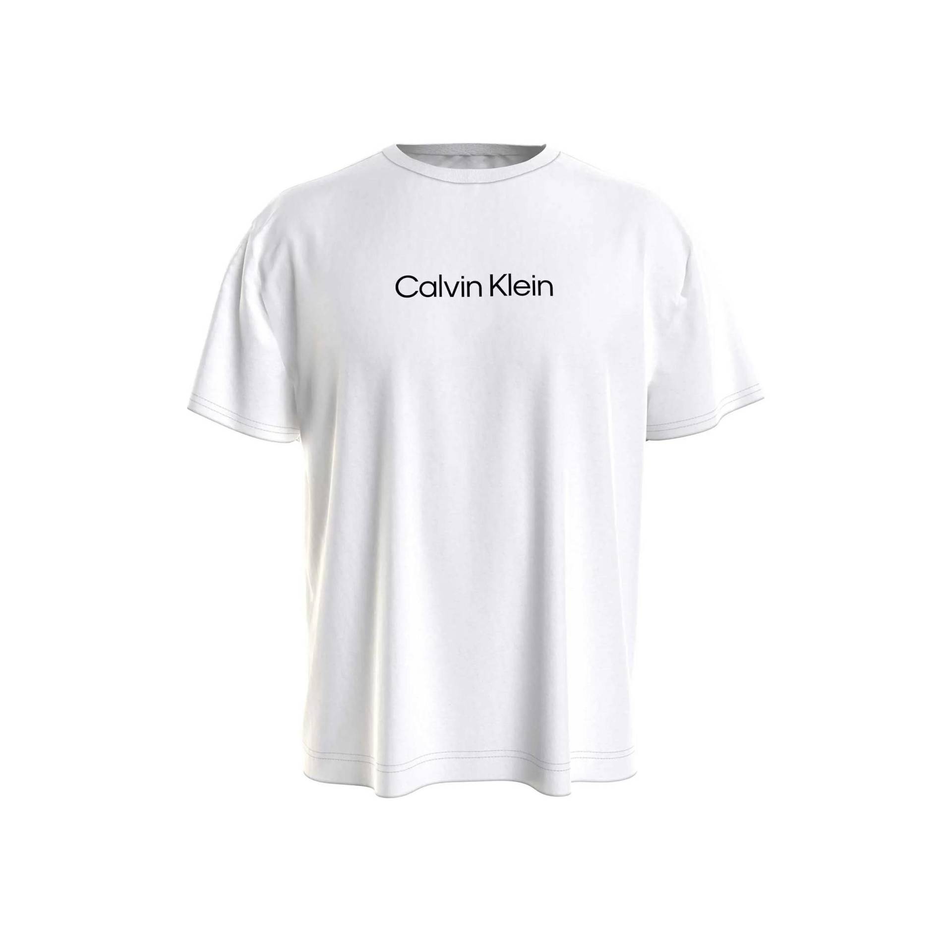 Calvin Klein Locker Geschnittenes T-Shirt mit Buchstabenprint Rundhalsausschnitt Herren Tops Weiß KM0KM00843-YCD XL von Joom DACH