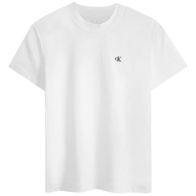 Calvin Klein Slim Fit T-Shirt aus Baumwolle mit Stickerei und Rundhalsausschnitt, Damenoberteile, Weiß, 40WH105-YAA XS von Joom DACH