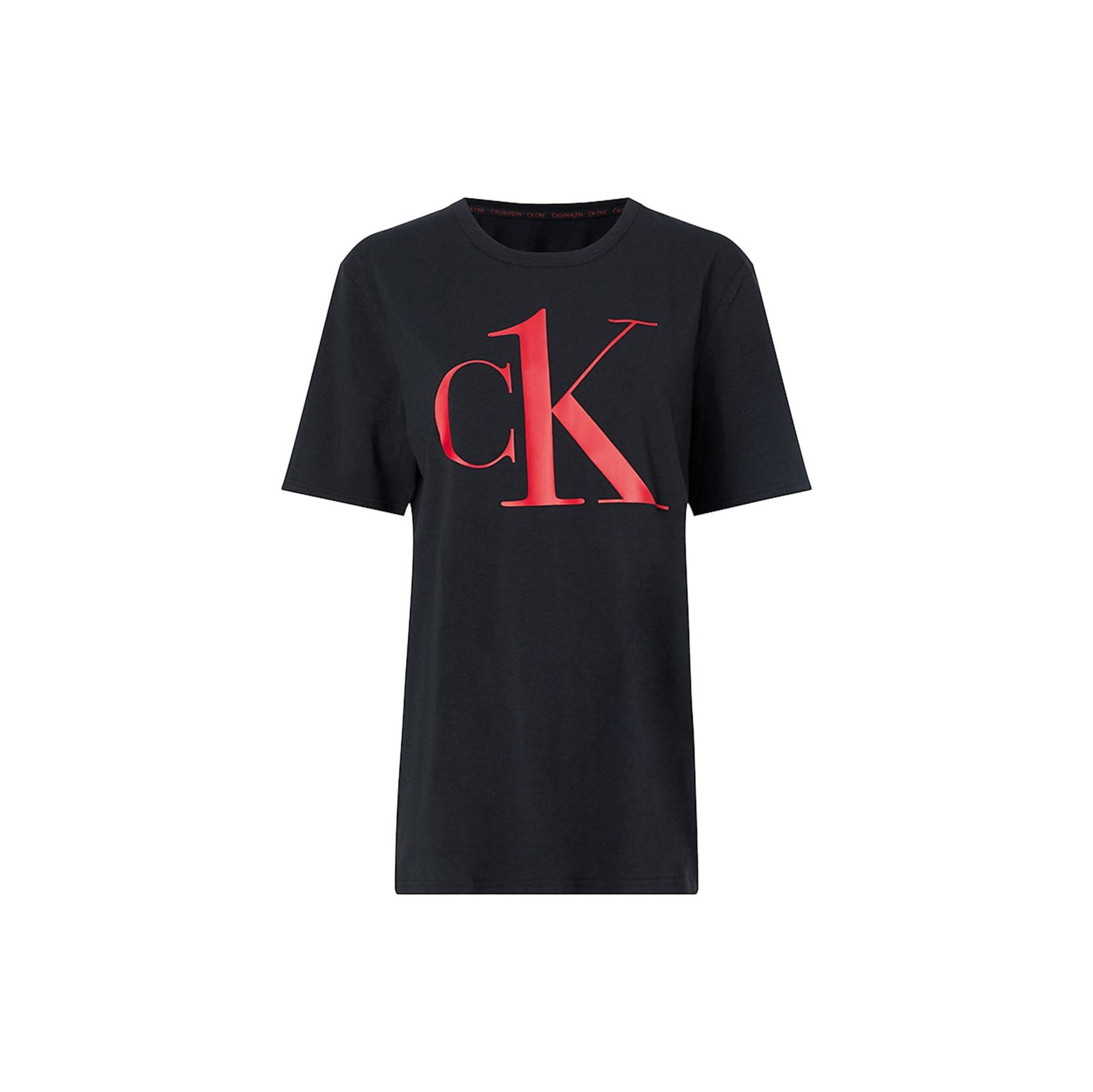 Calvin Klein T-Shirt mit Buchstabenprint, Rundhalsausschnitt, figurbetont, kurze Ärmel, Herren-Oberteile, Schwarz, NM1903E-6N9 S von Joom DACH