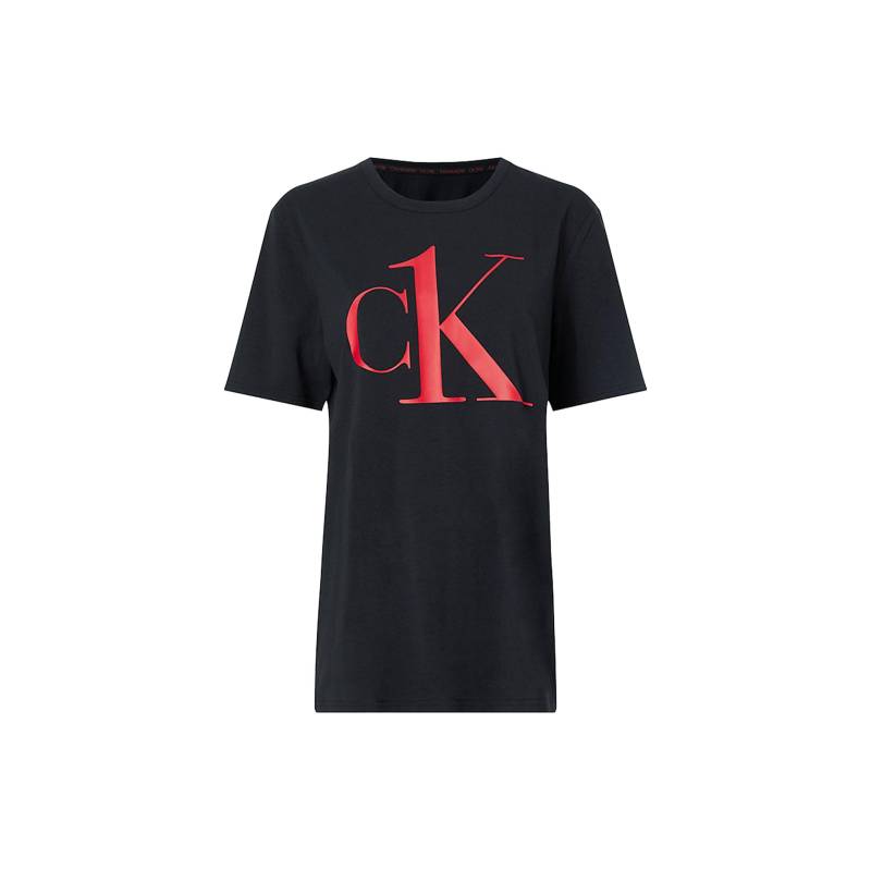 Calvin Klein T-Shirt mit Buchstabenprint, Rundhalsausschnitt, figurbetont, kurze Ärmel, Herren-Oberteile, Schwarz, NM1903E-6N9 S von Joom DACH