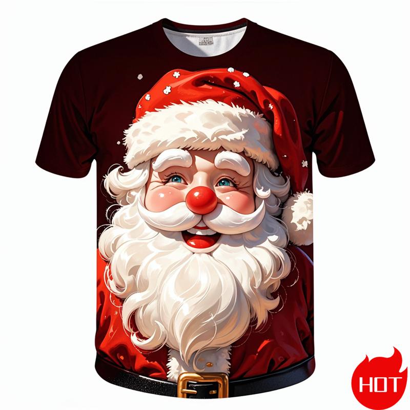 Herren 3D-Druck T-Shirt, Kurzarmshirt mit Frohe Weihnachten Print, Unisex, Y2k, neue Mode XXL weiß von Joom DACH