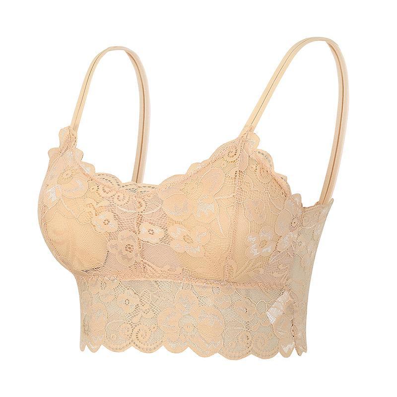 Camisole-BH aus Hohlspitze in großer Größe – bügellos, blickdicht, dünner Stil M apricot von Joom DACH