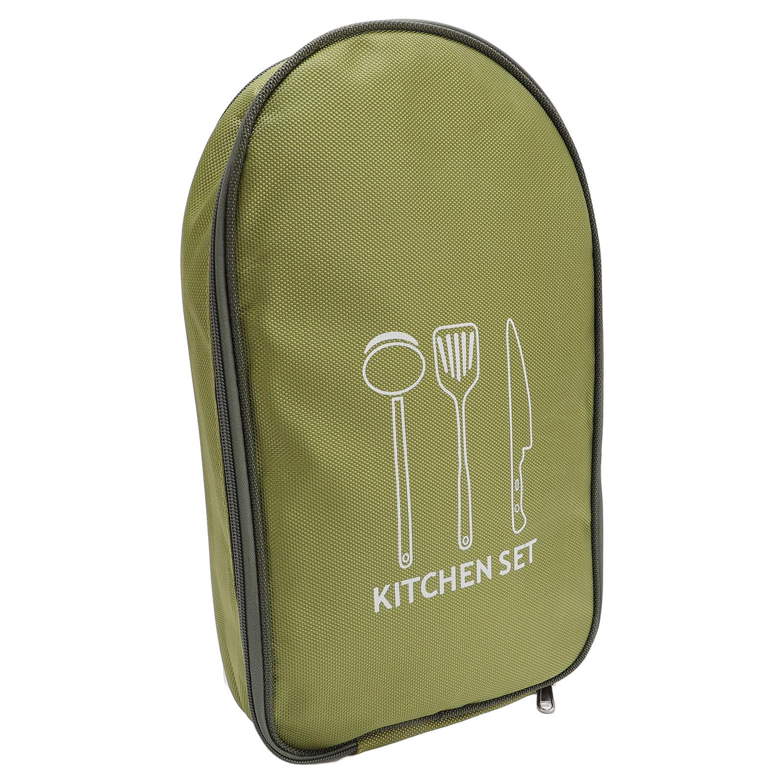 Camping Kochgeschirr Aufbewahrungstasche Tragbare Camping Kochutensilien Set Tasche Organizer für Outdoor Braun grün von Joom DACH