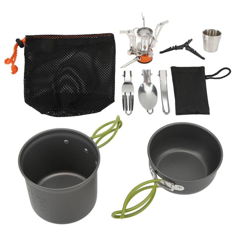 Camping Kochgeschirr Set Multifunktional Outdoor Tragbar Picknick Kocher Topf Faltlöffel Gabel L von Joom DACH