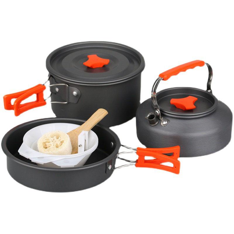 Camping Kochtopf Set Aluminium Legierung Hart Oxidiert Topf Pan Wasserkocher Camping Kochgeschirr Set mit von Joom DACH