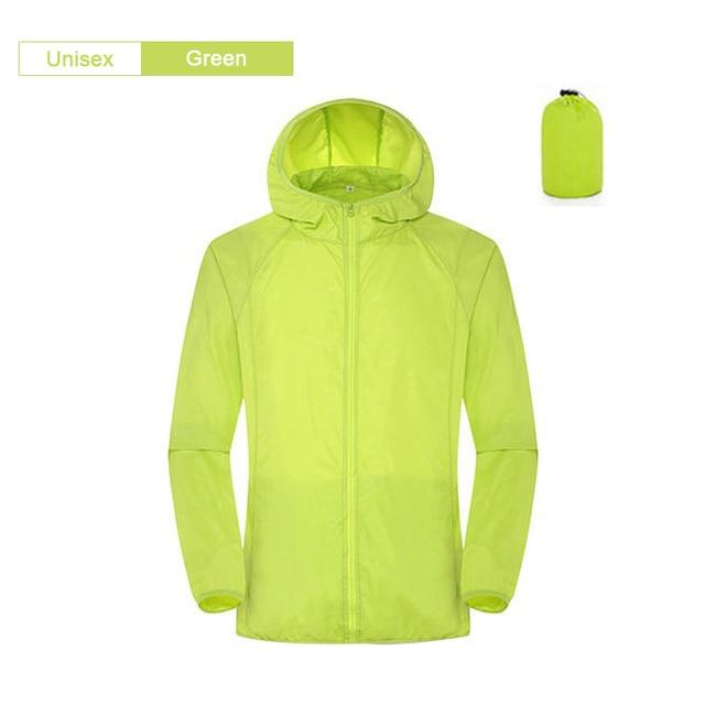Camping Regenjacke Männer Frauen Wasserdichte Sonnenschutz Kleidung Angeln Jagd Kleidung Schnelle Trockene Haut Windjacke Mit Tasche S grün von Joom DACH