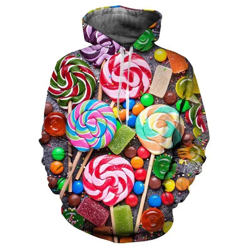 Candy Lollipop 3D-gedruckter floraler Hoodie Herren- und Damenmode Langarm-Pullover Frühling und Herbst Sweatshirt-Hoodie XL von Joom DACH
