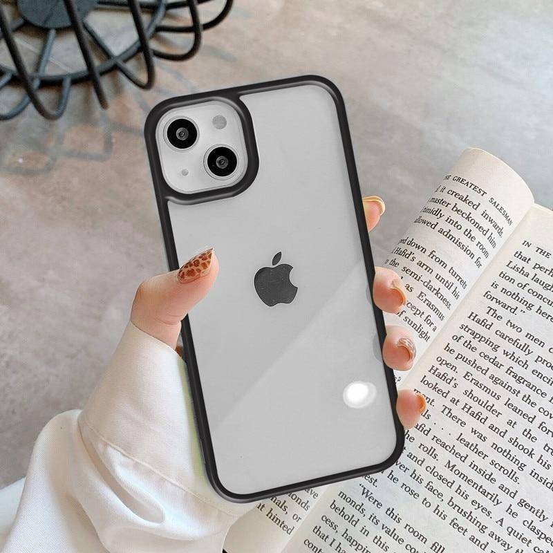 Candy Stoßfeste Silikon Bumper Handyhülle für iPhone 14 11 12 13 Pro Max X XS XR 8 7 Plus SE Transparente Schutzrückseite For iPhone X XS schwarz von Joom DACH