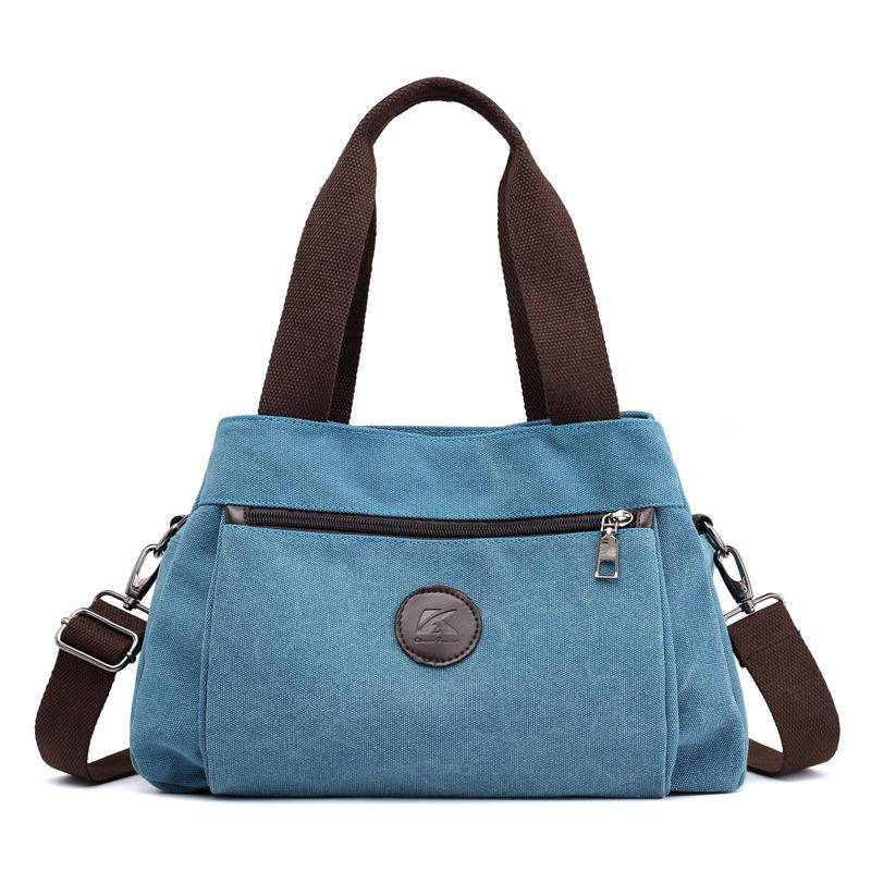 Canvas-Damentasche, lässige Damen-Einzelschultertasche mit einfarbiger, verschleißfester Handtasche, Umhängetasche One Size blau von Joom DACH