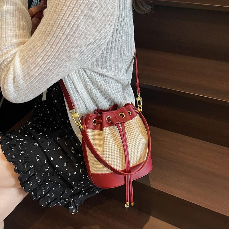 Canvas Handtasche Damen Neue Vielseitige Schulter Messenger Damen Tasche bordeaux von Joom DACH