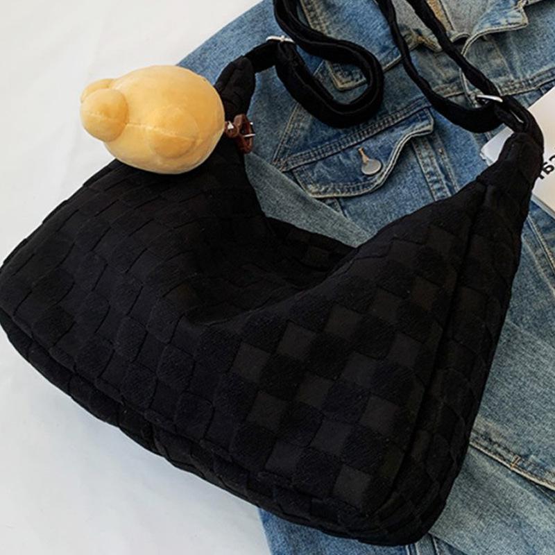 Canvas-Tasche mit großer Kapazität Damen Schulter Tragbare Tragetasche Studentin Klasse Messenger Bag schwarz von Joom DACH