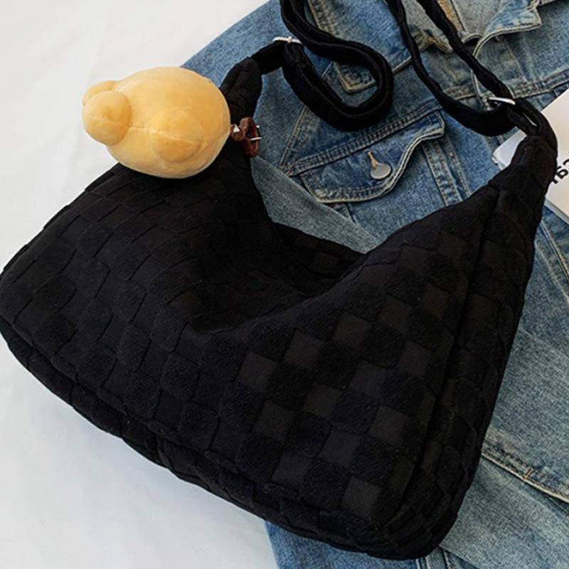 Canvas-Tasche mit großer Kapazität Damen Schulter Tragbare Tragetasche Studentin Klasse Messenger Bag schwarz von Joom DACH