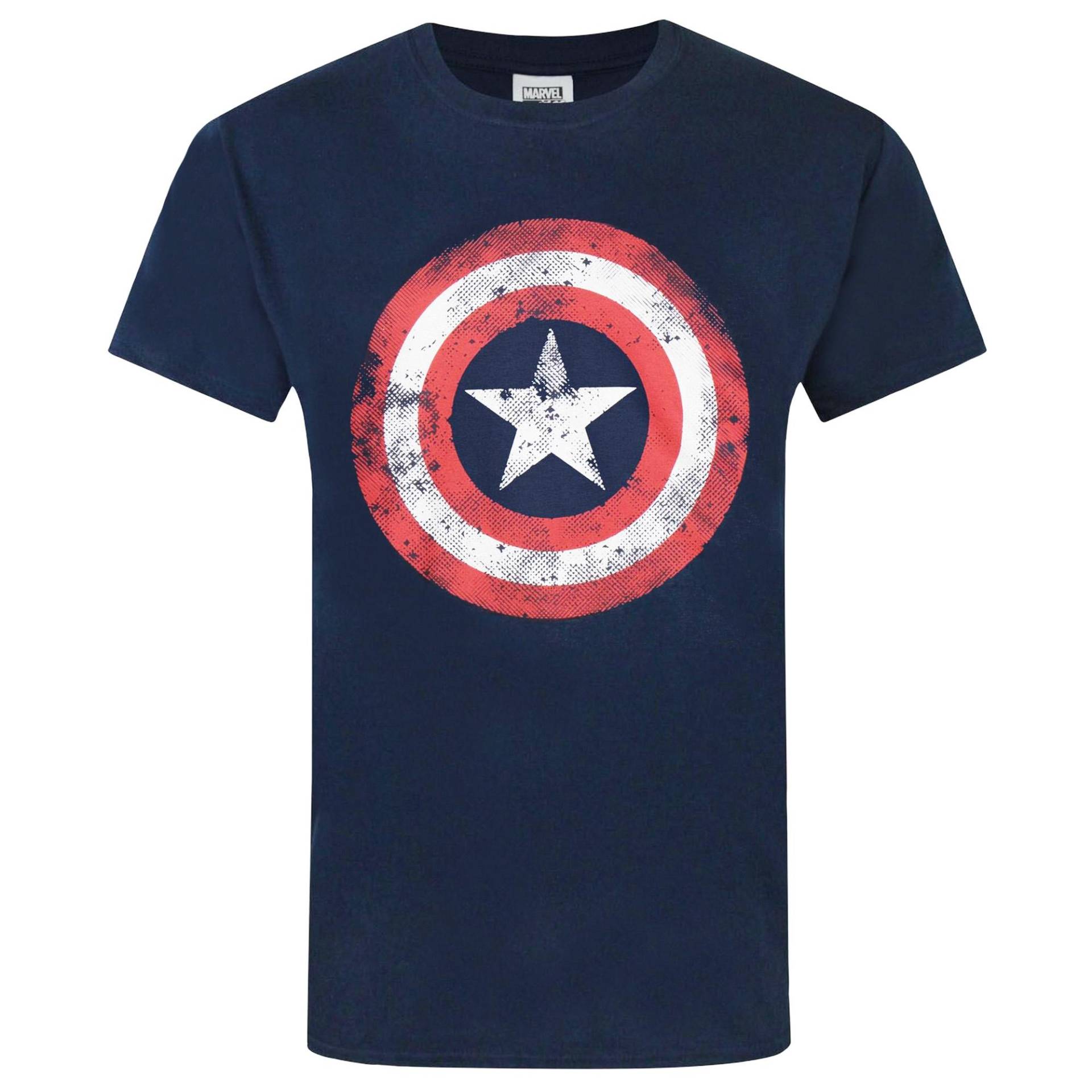 Captain America Herren Distressed Shield T-Shirt S blau von Joom DACH