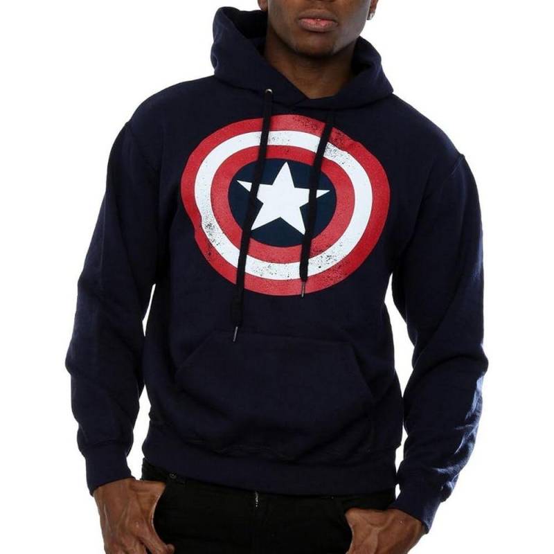 Captain America Herren-Hoodie mit Distressed-Shield-Motiv L navy blau von Joom DACH