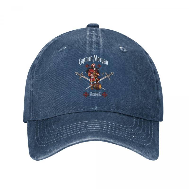 Captain Morgan Herren Damen Baseballkappe Distressed Denim Hüte Kappe Klassische Outdoor-Aktivitäten Snapback-Mütze One Size von Joom DACH