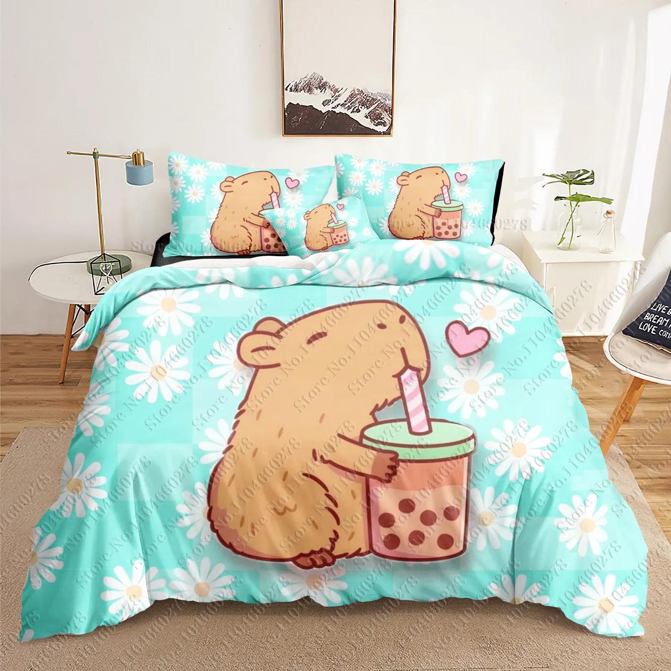 Capybara 3D Bettwäsche-Sets Druck Bettbezug Erwachsene/ Kinder Bettdecke Geburtstagsgeschenk Dropshipping US Twin(172x218cm) von Joom DACH