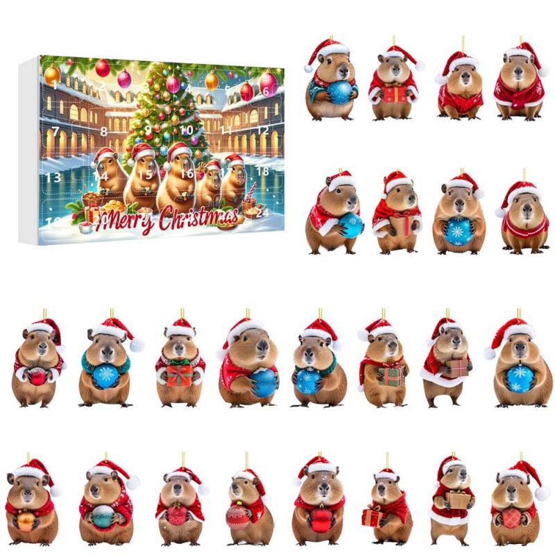 Capybara Adventskalender 2024 24 Tage Weihnachts-Countdown-Kalender Christbaumschmuck Weihnachts-Adventskalender Weihnachtsgeschenke 260x180x30mm von Joom DACH