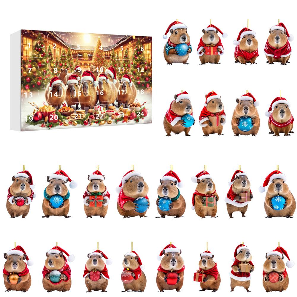 Capybara Adventskalender 2024 24 Tage Weihnachts-Countdown-Kalender Christbaumschmuck Weihnachts-Adventskalender Weihnachtsgeschenke 260x180x30mm von Joom DACH