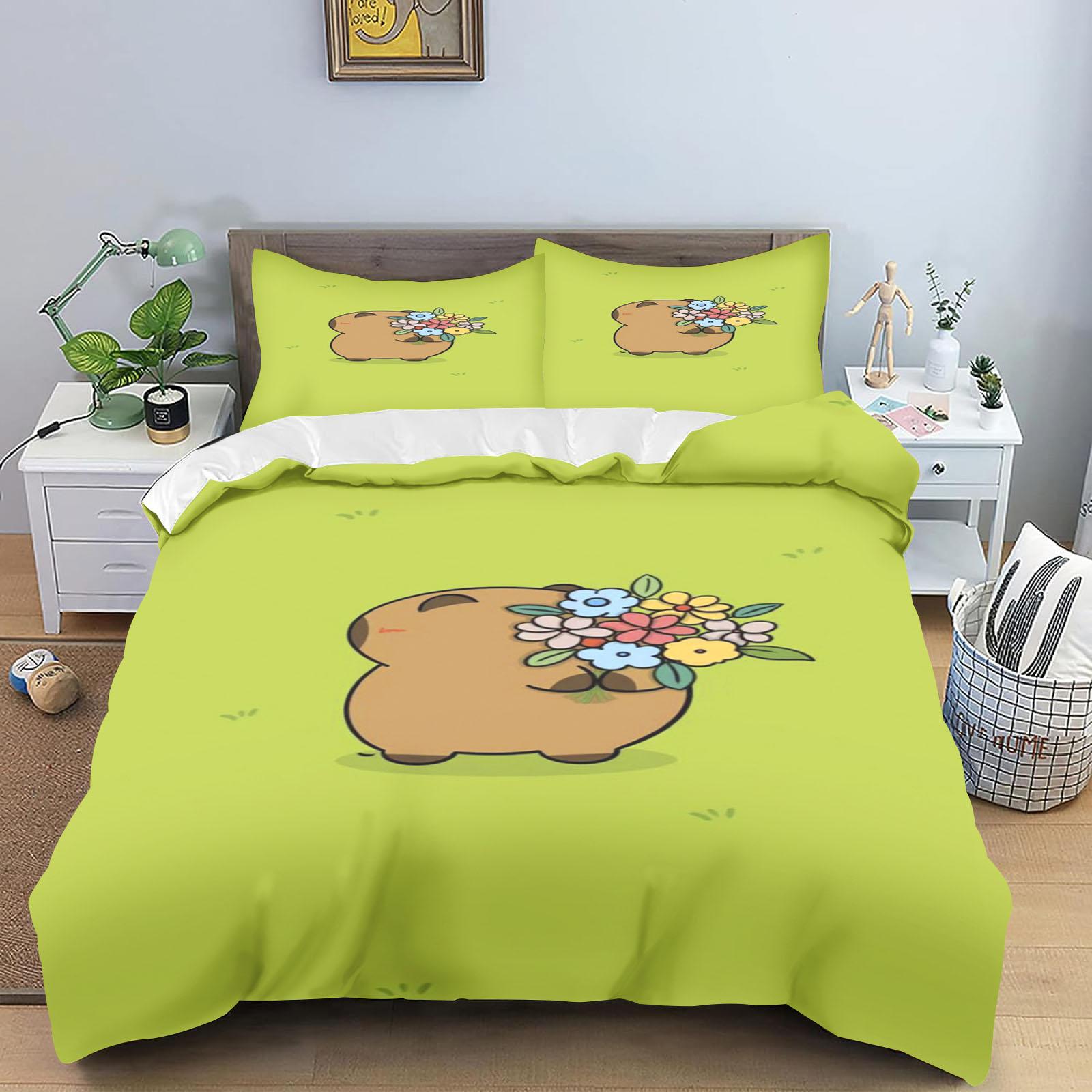 Capybara Bettbezug Kissenbezug Bettwäscheset Kawaii Erwachsener Junge Mädchen Schlafzimmerdekoration Kinder Einzel Doppel Große Größe 135x200cm&set von Joom DACH