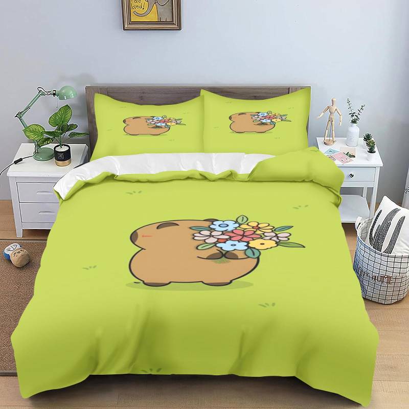 Capybara Bettbezug Kissenbezug Bettwäscheset Kawaii Erwachsener Junge Mädchen Schlafzimmerdekoration Kinder Einzel Doppel Große Größe 135x200cm&set von Joom DACH