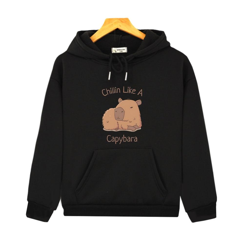 Capybara Hoodies Chilin Like A Sweatshirts Kinder Langarm Tops Kinder Pullover Mädchen Kleidung Y2k Kleidung Baby Jungen Kleidung 140 schwarz von Joom DACH