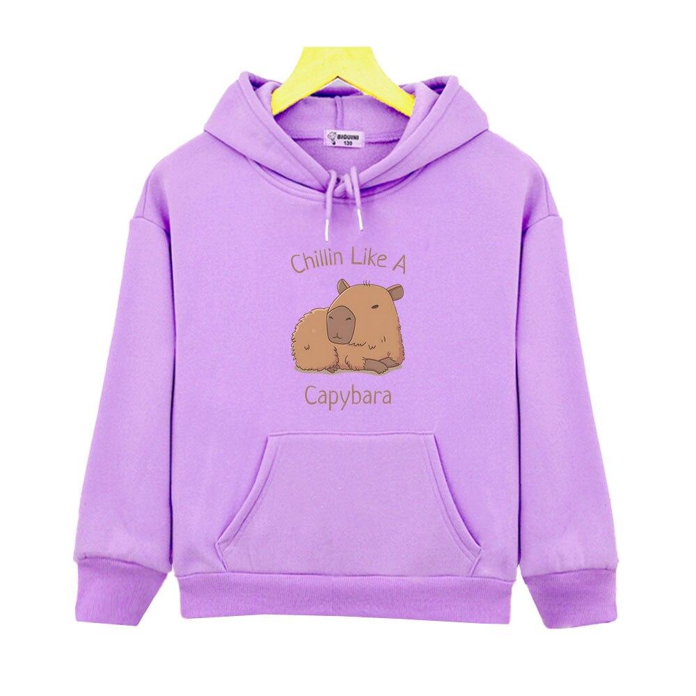 Capybara Hoodies Chilin Like A Sweatshirts Kinder Langarm Tops Kinder Pullover Mädchen Kleidung Y2k Kleidung Baby Jungen Kleidung 150 violett von Joom DACH