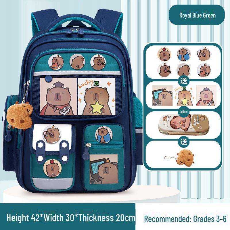 Capybara Schulranzen: Süßer Rucksack mit großem Fassungsvermögen für Jungen und Mädchen in der Grundschule large von Joom DACH