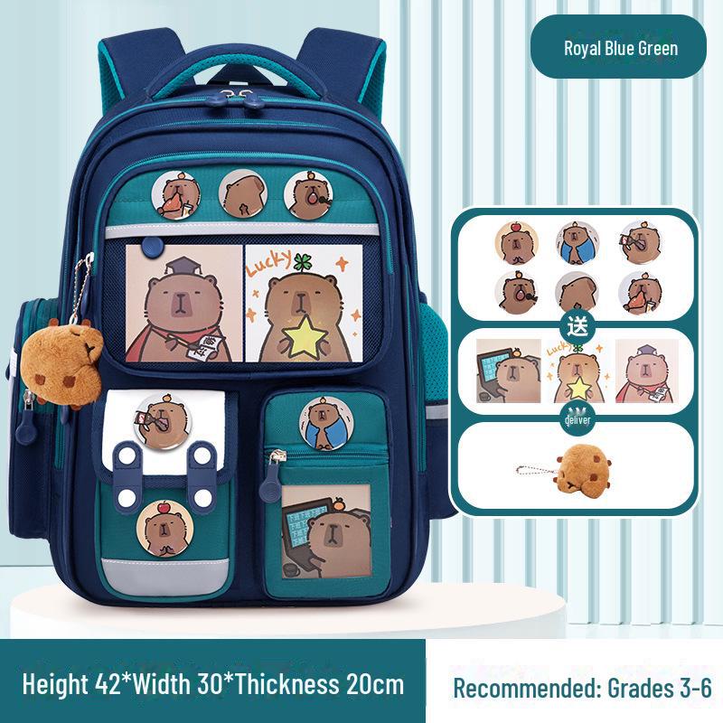 Capybara Schulranzen: Süßer Rucksack mit großem Fassungsvermögen für Jungen und Mädchen in der Grundschule small von Joom DACH