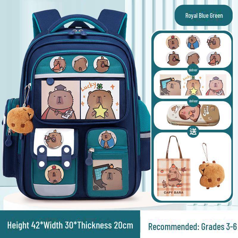 Capybara Schulranzen: Süßer Rucksack mit großem Fassungsvermögen für Jungen und Mädchen in der Grundschule small von Joom DACH