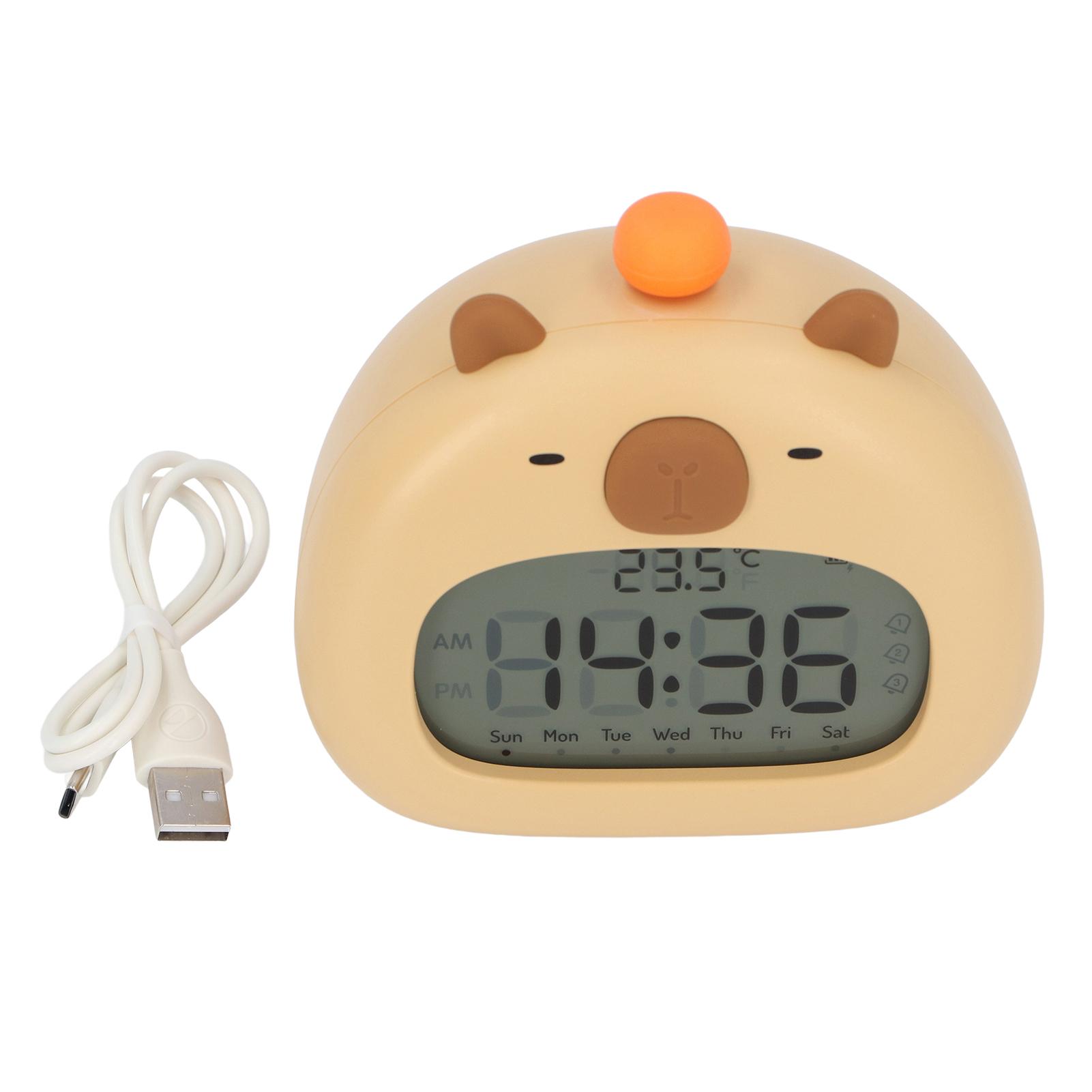 Capybara Wecker mit Nachtlicht Schlummerfunktion Countdown Mehrere Klingeltöne Wiederaufladbar 800mAh von Joom DACH