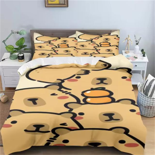 Capybaras Bettbezug Anime Bettwäsche Kissenbezug Bedruckt Allgemeines Kinder- und Erwachsenenset Queen Size Reaktivdruck Steppdecke Eu Single 135x200cm von Joom DACH