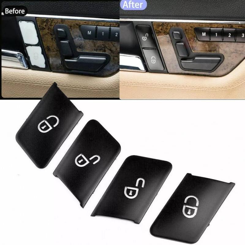 Auto Tür Verriegeln Entriegeln Schalter Knopf Abdeckung für Mercedes für Benz C E W204 W212 schwarz von Joom DACH