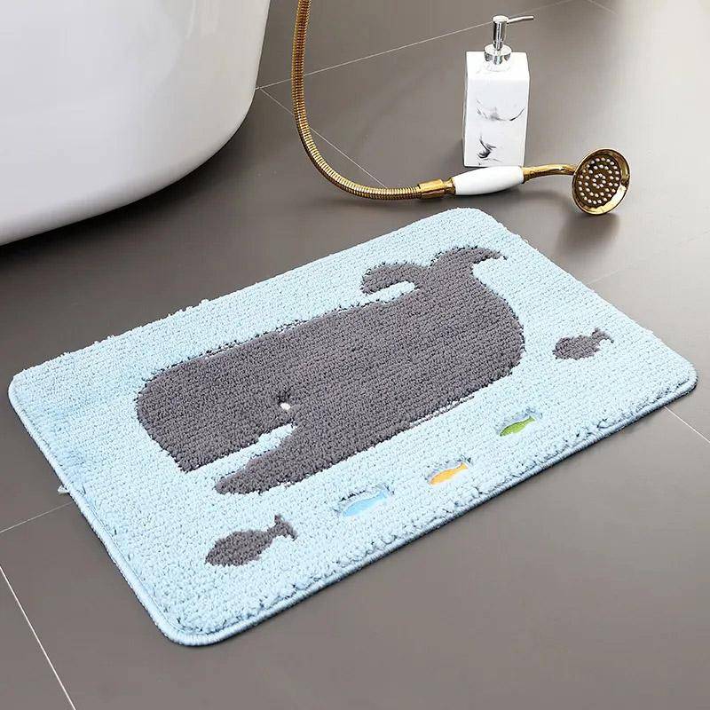 Cartoon Badezimmer Bodenmatte Rutschfeste Matte Türmatte Schlafzimmer Eingangstür Zuhause Willkommensmatte Teppich Saugfähige Fußmatte Waschbar Kinderteppiche 40*60cm blau von Joom DACH