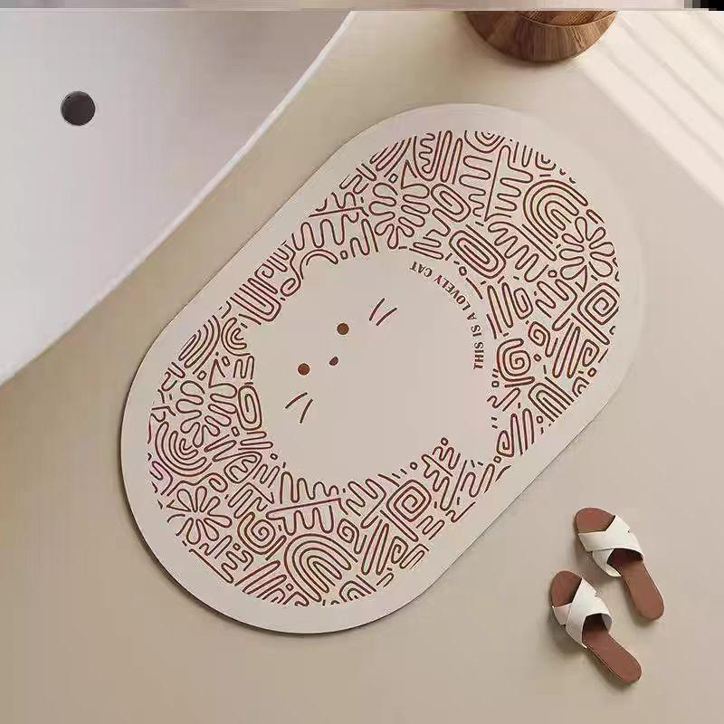 Cartoon Badezimmertür rutschfeste Haushaltsbadezimmer wasserabsorbierende Kieselgur Fußmatte leicht zu reinigen Toilettentürmatte 40cmx60cm von Joom DACH