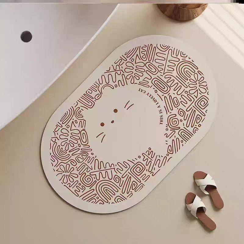 Cartoon Badezimmertür rutschfeste Haushaltsbadezimmer wasserabsorbierende Kieselgur Fußmatte leicht zu reinigen Toilettentürmatte 40cmx60cm von Joom DACH