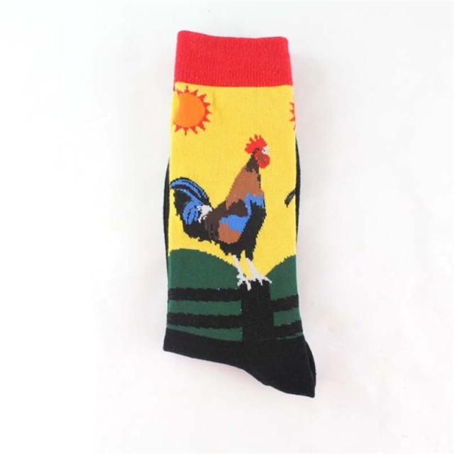 Cartoon Baumwolle Socke Männer Mode Retro Malerei Clown Affe Schädel Katze Drucken Mid Herren Socken Neue Ankunft Neuheit Lustige Verrückte socke One Size von Joom DACH