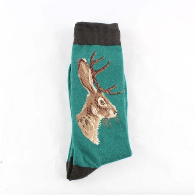 Cartoon Baumwolle Socke Männer Mode Retro Malerei Clown Affe Schädel Katze Drucken Mid Herren Socken Neue Ankunft Neuheit Lustige Verrückte socke One Size von Joom DACH