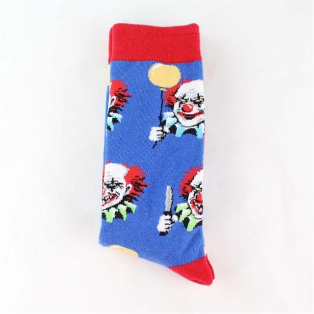 Cartoon Baumwolle Socke Männer Mode Retro Malerei Clown Affe Schädel Katze Drucken Mid Herren Socken Neue Ankunft Neuheit Lustige Verrückte socke One Size von Joom DACH