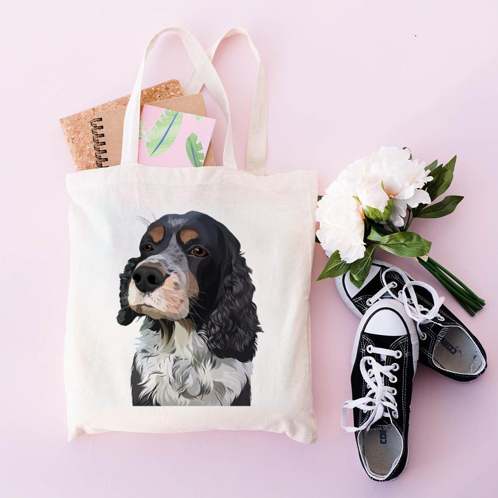 Cartoon Bulldog Katze Einkaufstasche Frau Shopper Falten Leinwand 2022 Tote Reisetaschen Designer Handtaschen Gedruckt Tuch Schulter Damen Stoff von Joom DACH