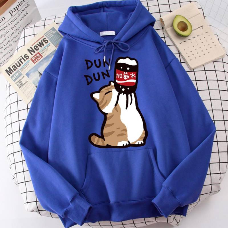 Cartoon Katze Trinken Gehaltserhöhung Getränke Herren Kapuzenjacke Lässige Cartoon Hoodies Vergnügen Sweatshirts Zuhause Harajuku Oberteile M blau von Joom DACH