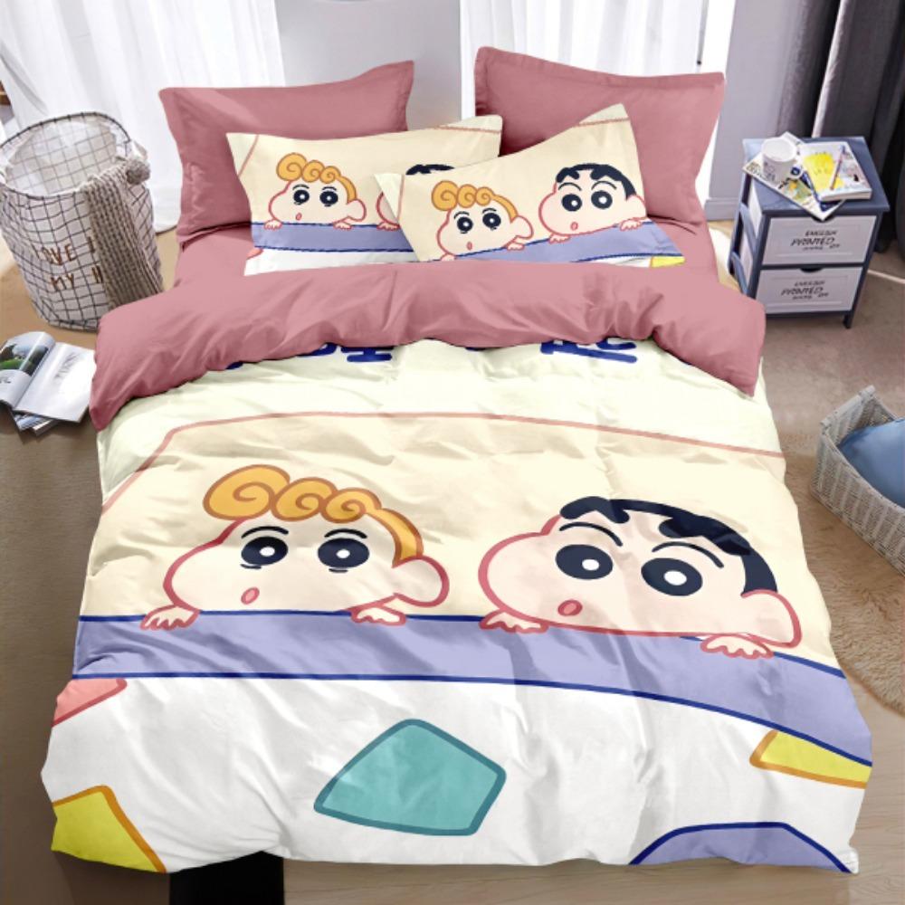 Cartoon Crayon Shin chan ,Mikrofaser Bettwäschesets, Kinderbettwäsche mit Reißverschluss Raumdeko Bettbezug für Jugendliche Erwachsene 90x200cm von Joom DACH