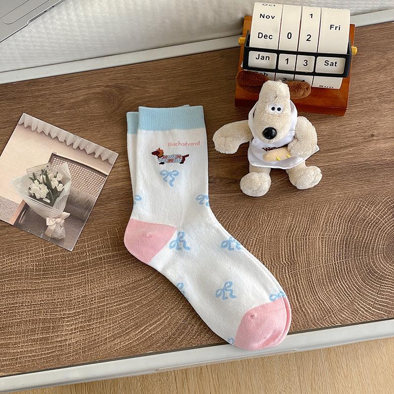 Cartoon Dackel Welpensocken, Mädchen Mid-Calf Socken und Niedliche Mädchen Lange Strümpfe für Frühling und Sommer 1 pair von Joom DACH