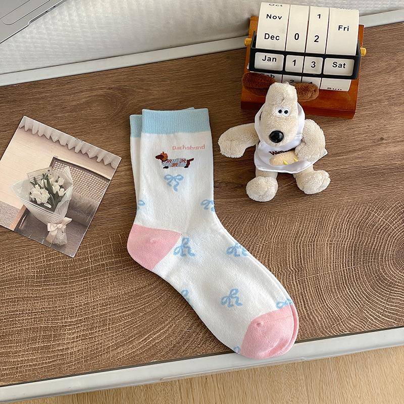 Cartoon Dackel Welpensocken, Mädchen Mid-Calf Socken und Niedliche Mädchen Lange Strümpfe für Frühling und Sommer 1 pair von Joom DACH