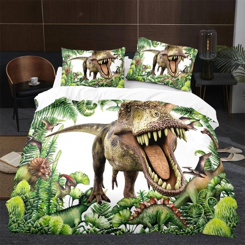 Cartoon Dinosaur Bettbezug King Queen Größe Jurassic World Thema Bettwäscheset für Kinder Jungen Antikes Tier Polyester Steppdeckenbezug 70x133cm 2pcs von Joom DACH