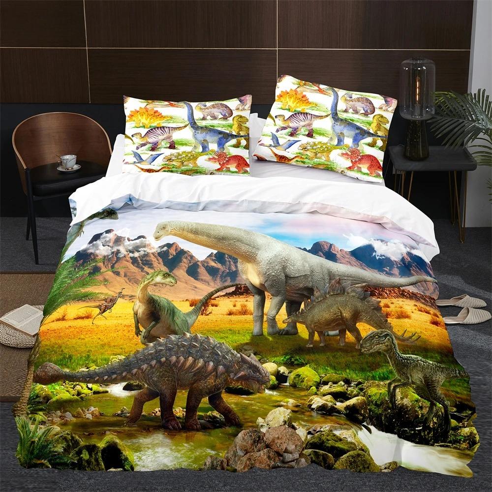 Cartoon Dinosaur Bettbezug King Queen Größe Jurassic World Thema Bettwäscheset für Kinder Jungen Antikes Tier Polyester Steppdeckenbezug 70x133cm 2pcs von Joom DACH