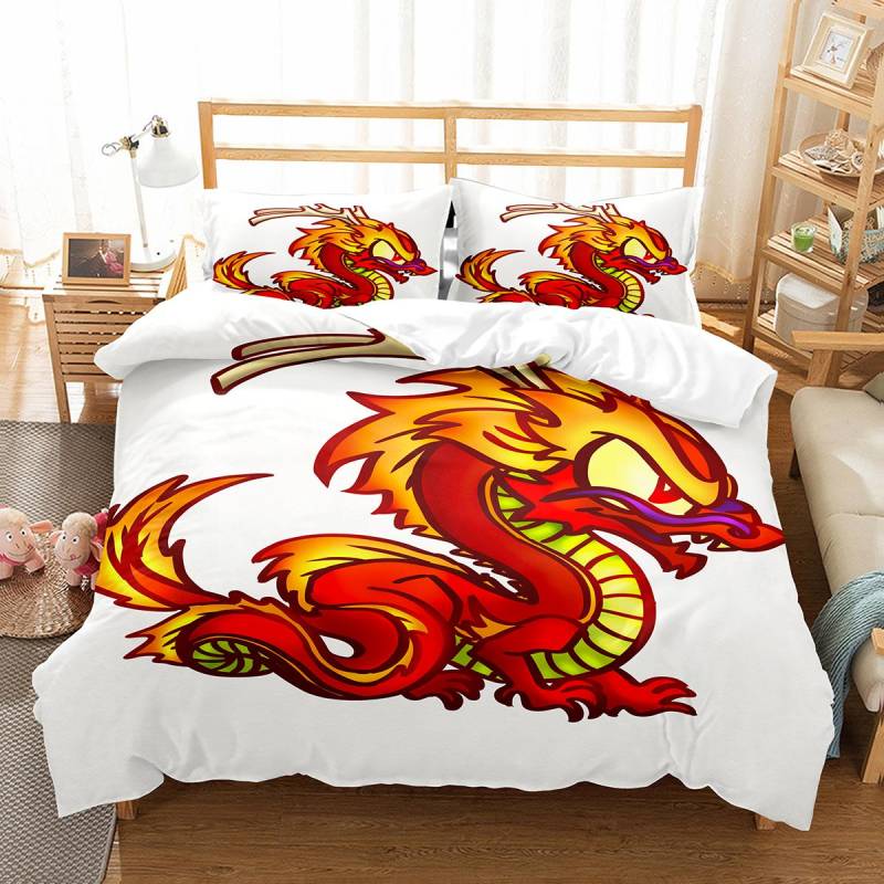 Cartoon Drachenkönigin Bettbezug Kinder Jungen Tier Bettwäscheset Lieblich Magisches Wesen Steppdeckenbezug Polyester Bettdeckenbezug EU single(135x200cm) von Joom DACH