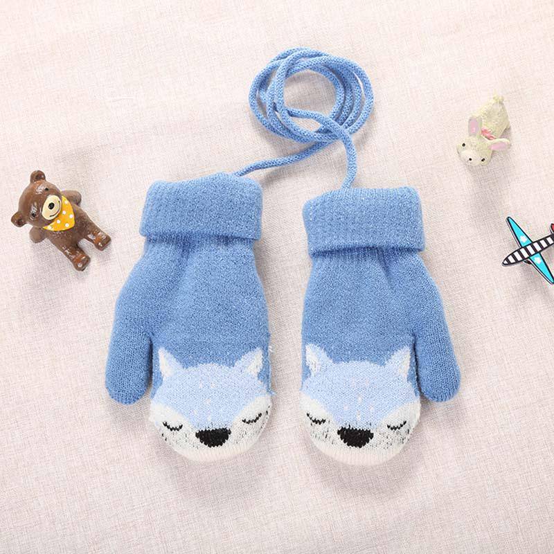 Cartoon Fox Baby Fäustlinge Winter Warme Kinder Baby Mädchen Handschuhe Gestrickte Kinder Kleinkind Handschuhe Outdoor Warm Halten blau von Joom DACH