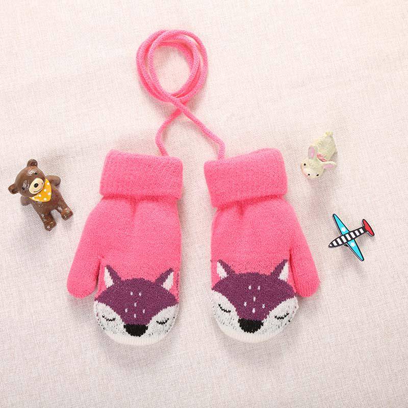 Cartoon Fox Baby Fäustlinge Winter Warme Kinder Baby Mädchen Handschuhe Gestrickte Kinder Kleinkind Handschuhe Outdoor Warm Halten rose rot von Joom DACH