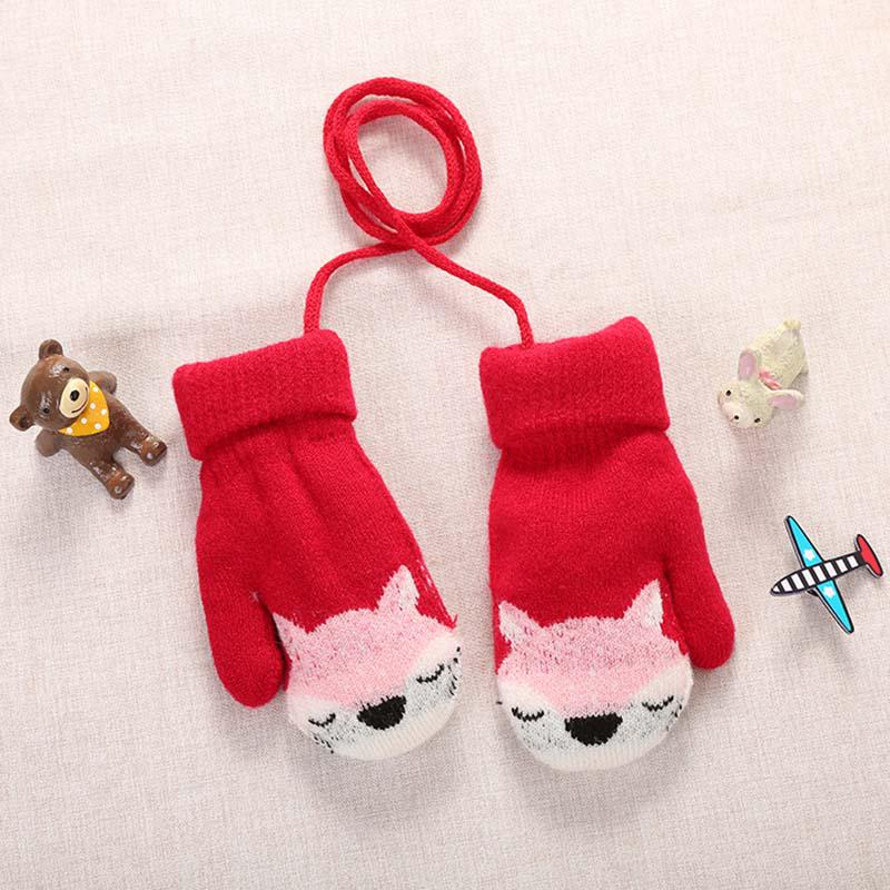Cartoon Fox Baby Fäustlinge Winter Warme Kinder Baby Mädchen Handschuhe Gestrickte Kinder Kleinkind Handschuhe Outdoor Warm Halten rot von Joom DACH